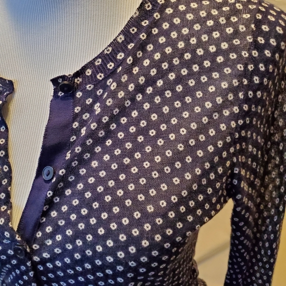 Loft Button Up Polka Dot Cardigan SZ SP - Picture 2 of 9